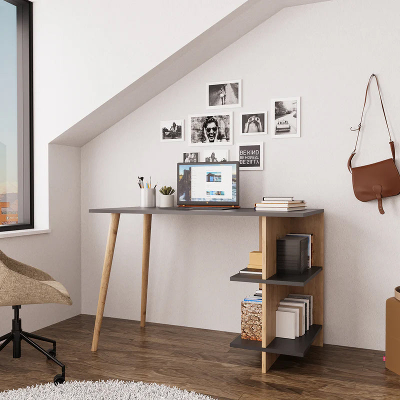 Volet pakoworld work desk in oak-anthracite shade 114x56x76cm