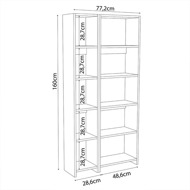 Alkathi pakoworld bookcase in oak shade 77x22x160cm