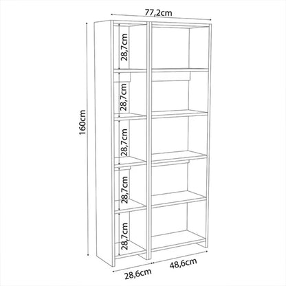 Alkathi pakoworld bookcase in oak shade 77x22x160cm