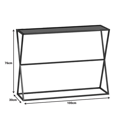 Конзола Loujie I от черен метал с опушено стъкло 100x30x76 см