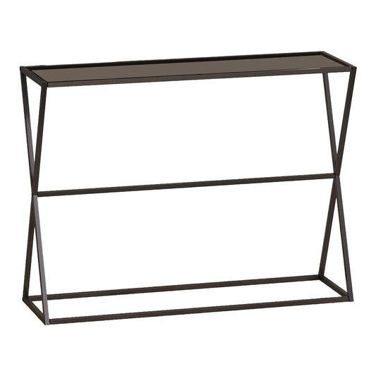 Конзола Loujie I от черен метал с опушено стъкло 100x30x76 см