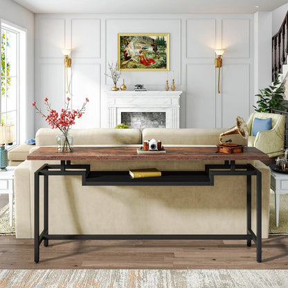Onole console in walnut - black metal 180x35x82cm