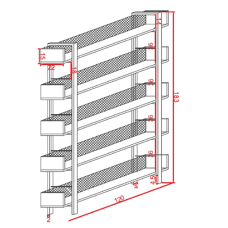 Musha bookcase metal black with oak shade 120x27x185cm