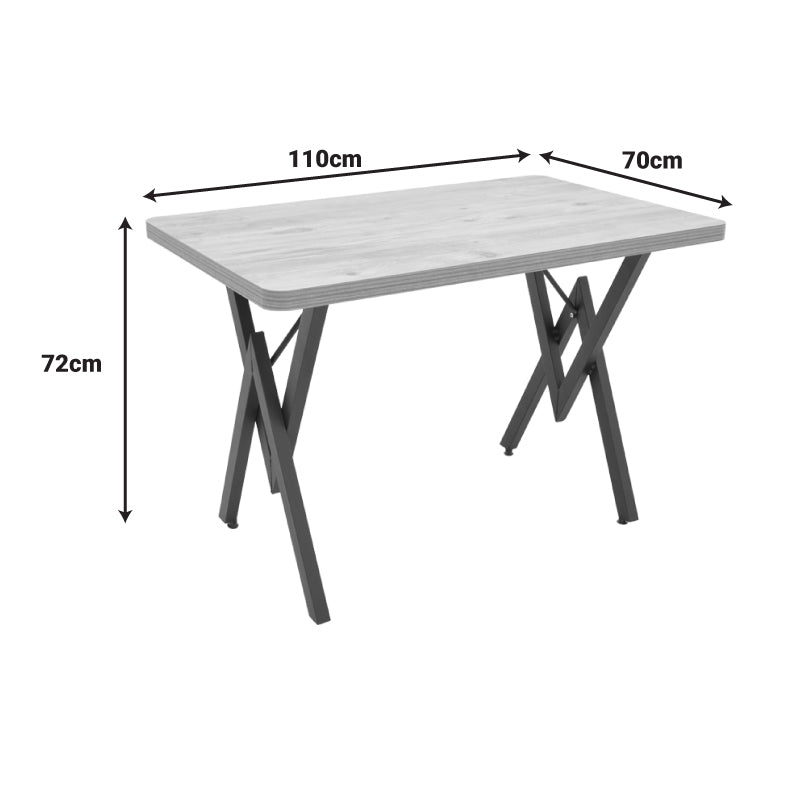 Vertex table oak with black metal legs 110x70x72cm