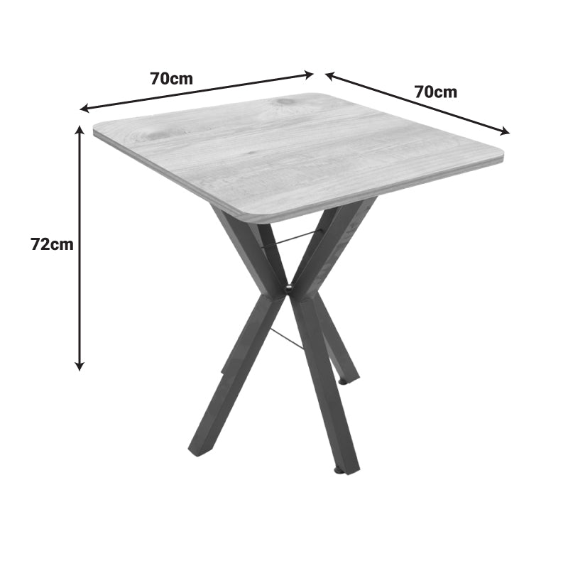 Arenya table natural shade with black metal legs 70x70x72cm