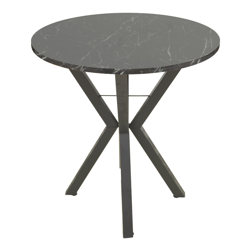 Rogue table black marble look with black metal legs D70x72cm
