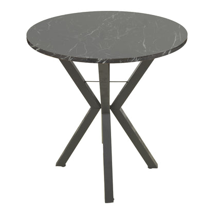 Rogue table black marble look with black metal legs D70x72cm