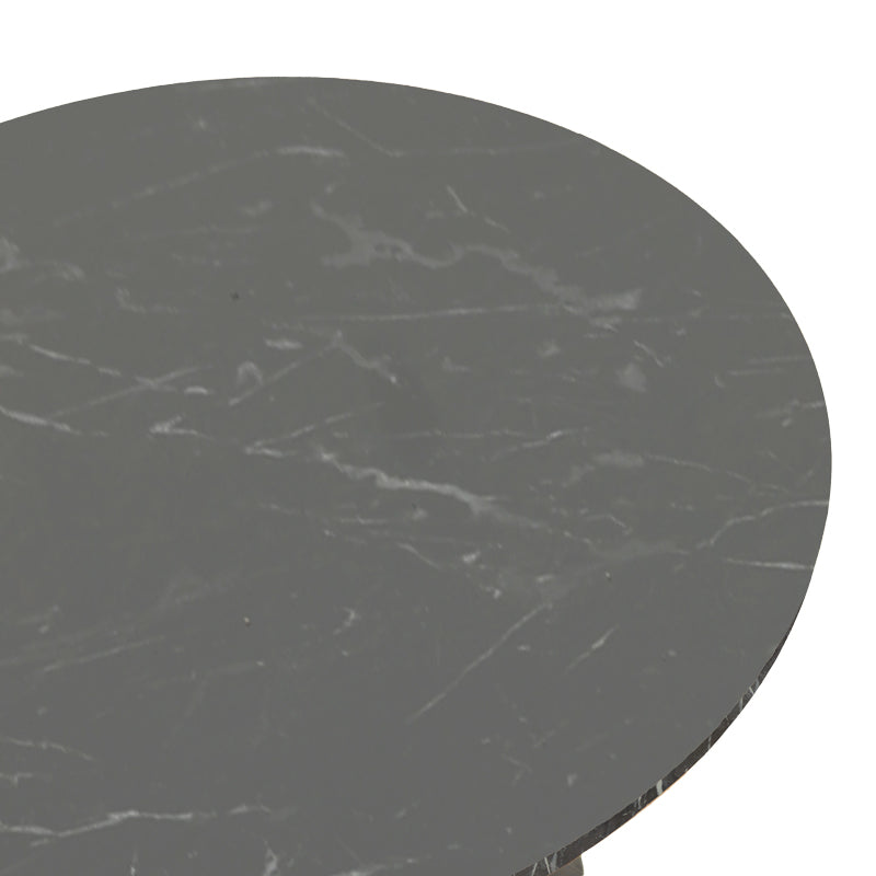 Rogue table black marble look with black metal legs D70x72cm