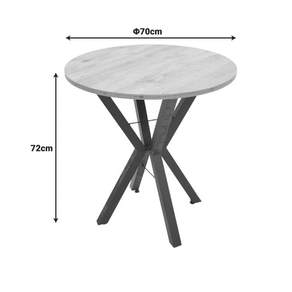 Rogue table black marble look with black metal legs D70x72cm
