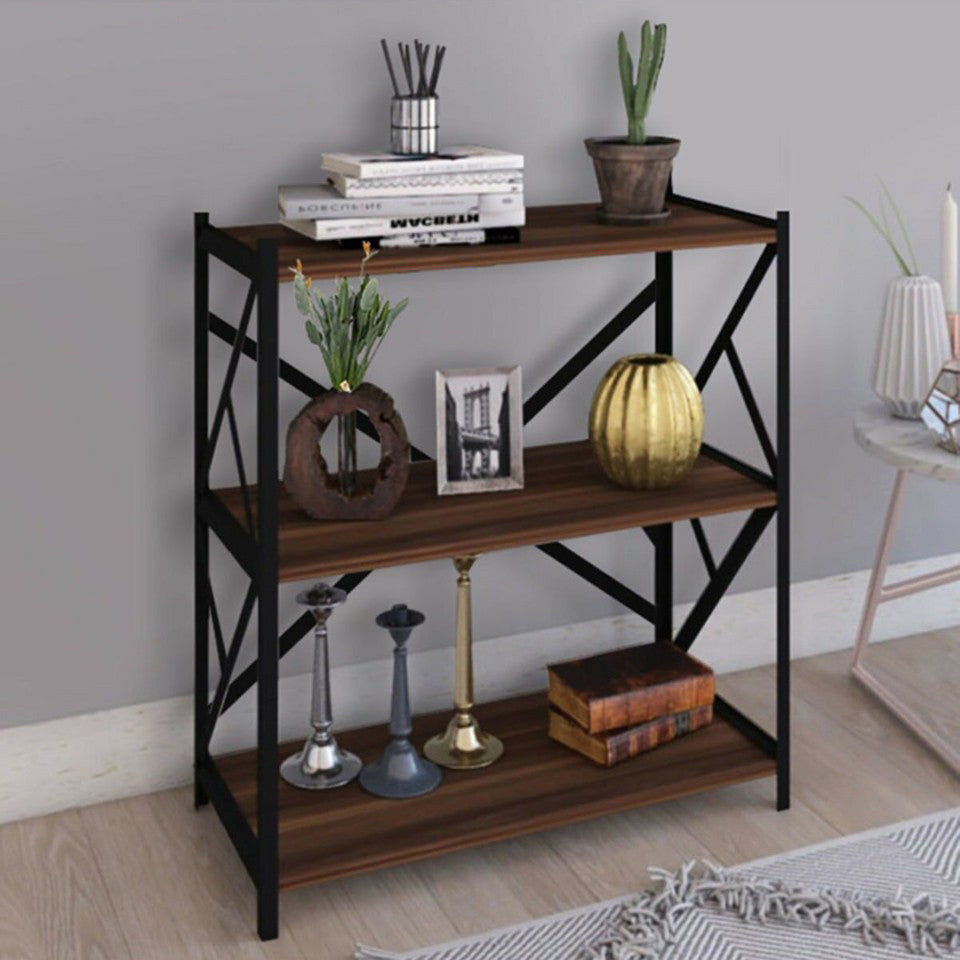 Althea freestanding shelf walnut with black metal 64x30x90cm