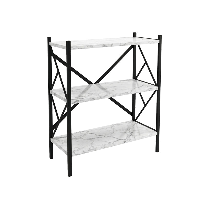 Althea freestanding shelf marble white with black metal 60x30x90cm