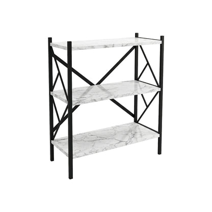 Althea freestanding shelf marble white with black metal 60x30x90cm