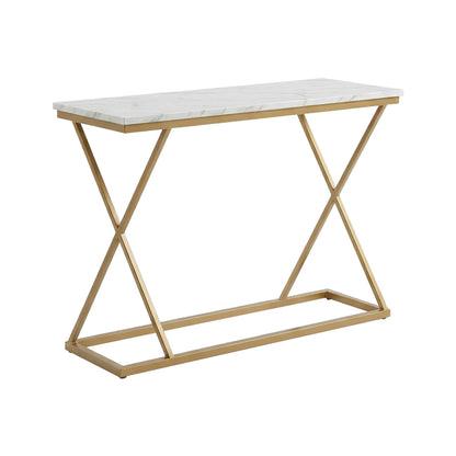 Glimmer console table marble white with golden metal 100x30x80cm