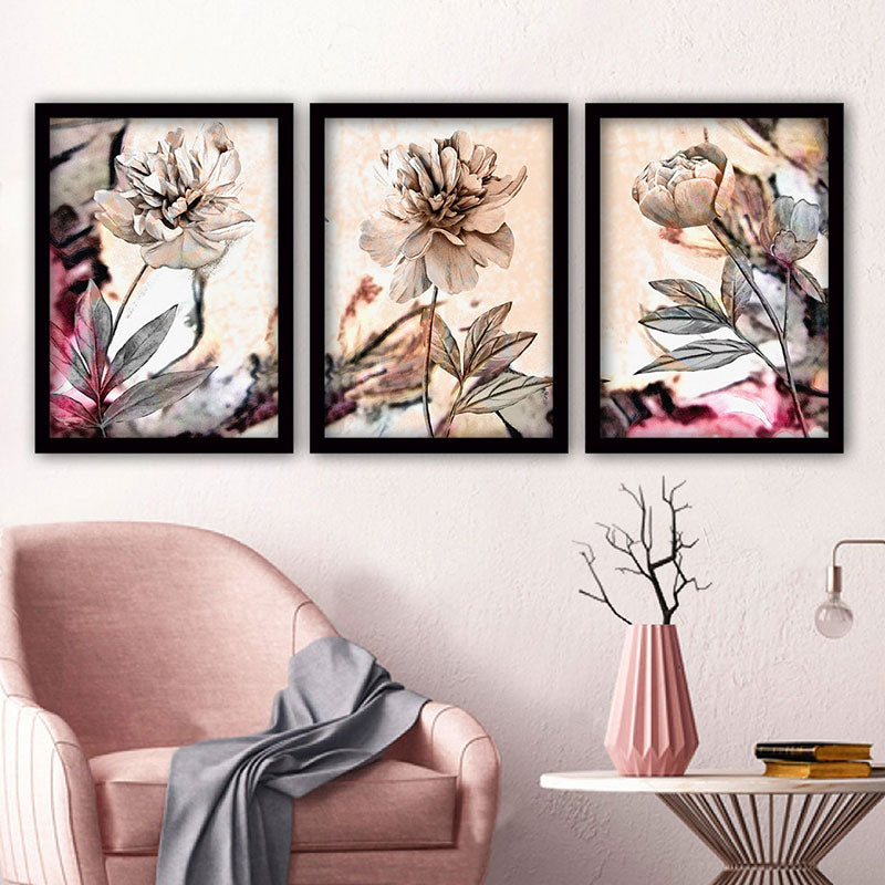 Painitng in wooden frame PWF-0465 pakoworld triptych