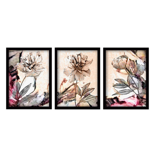 Painitng in wooden frame PWF-0465 pakoworld triptych