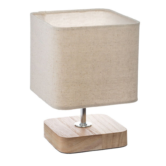 Table lamp Sand pakoworld Ε14 wooden metal natural-shade in ecru color 15x15x21cm