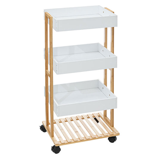 4-Tier trolley Irene pakoworld wooden color natural-white 41x30x88cm