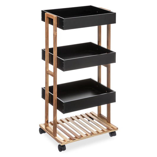 4-Tier trolley Irene pakoworld wooden color natural-black 41x30x88cm