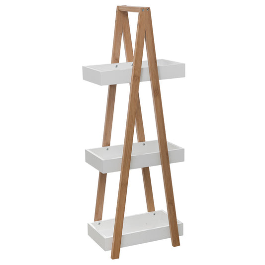 Floor shelf Nancy pakoworld wooden in natural-white color 30x18x82cm