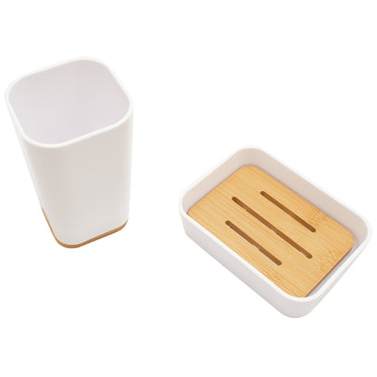 Bath accessories set 2pcsNature pakoworld pp white color