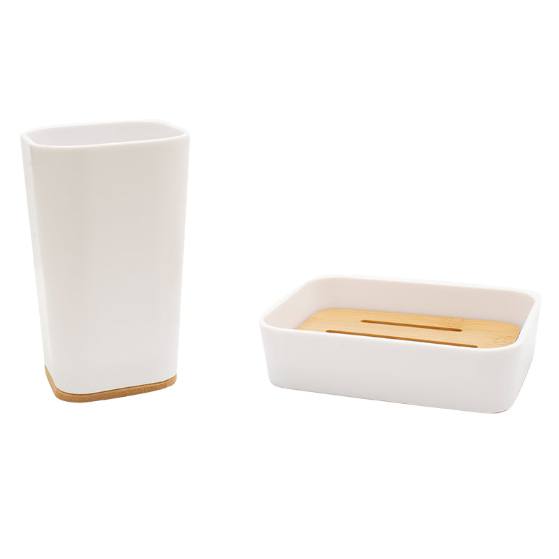 Bath accessories set 2pcsNature pakoworld pp white color