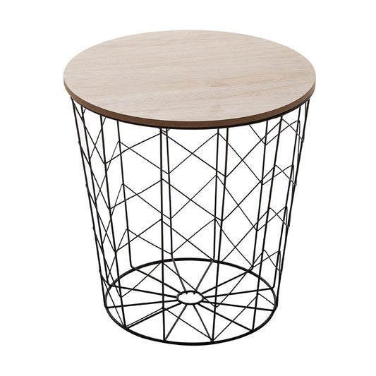 Side table Cabel pakoworld in oak-black color D37.5x37cm