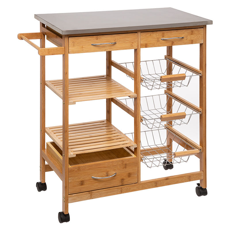 7-Tier trolley Esla pakoworld bamboo natural-white 73,5x37x86cm