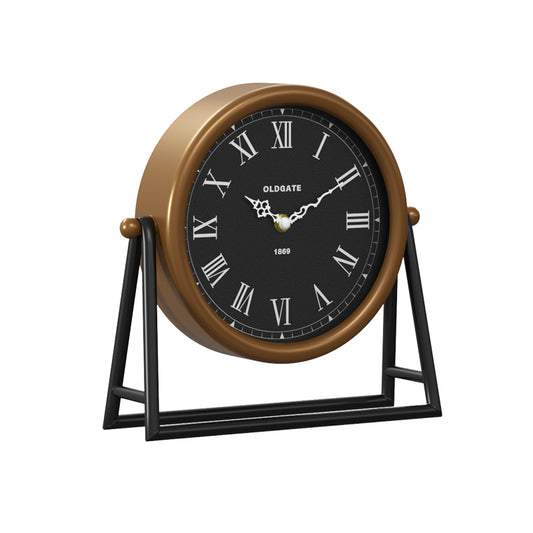 Wall clock Clocky pakoworld black-golden metal-mdf 26.5x7x26.5cm