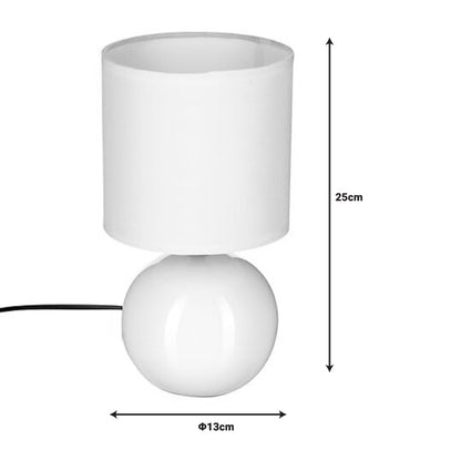 Table lamp PWL-1210 pakoworld E14 60W ceramic in white gloss color D13x25cm