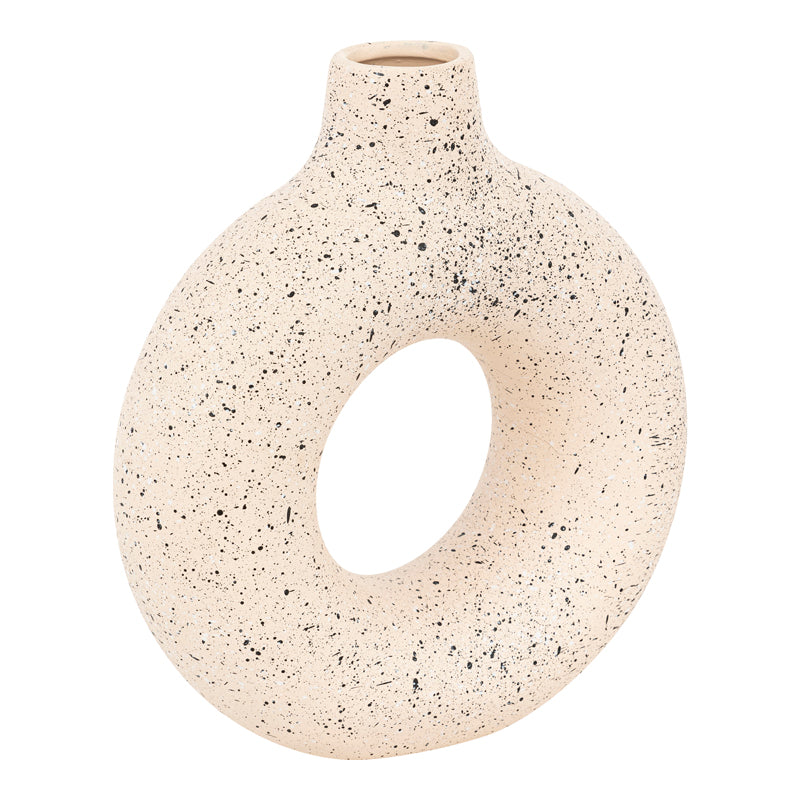 Vase Circkly pakoworld ceramic in white-black color 27x9.5x30cm