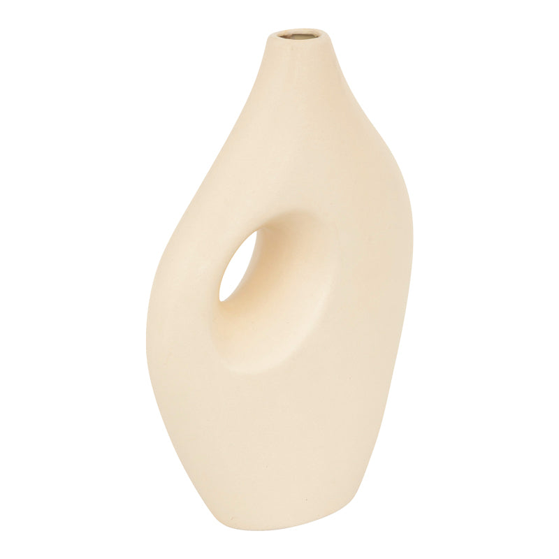 Vase Theremy pakoworld ceramic in beige color 19.2x8x30cm