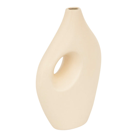 Vase Theremy pakoworld ceramic in beige color 19.2x8x30cm