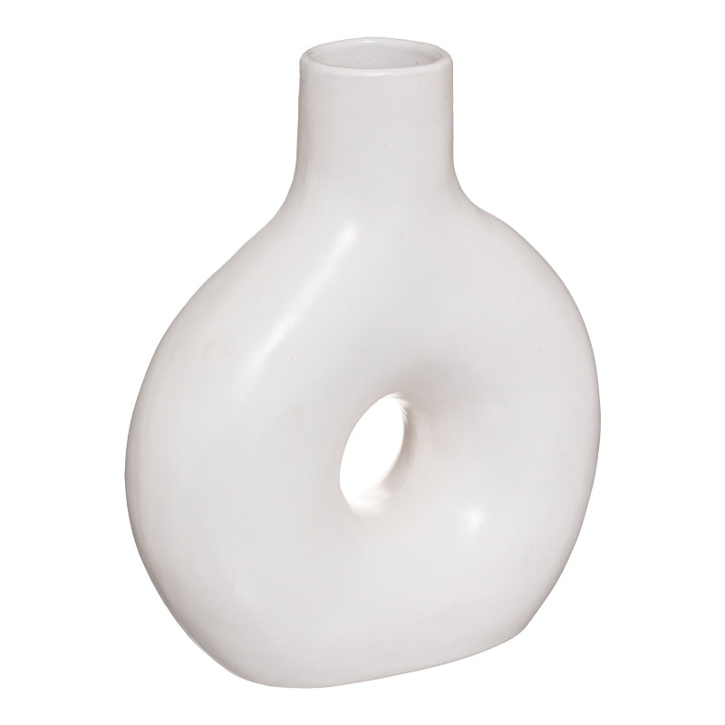 Vase Wanif pakoworld ceramic in white color 17x7x19.5cm