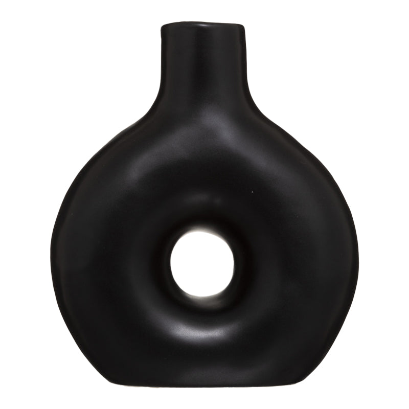 Vase Wanif pakoworld ceramic in black color 17x7x19.5cm