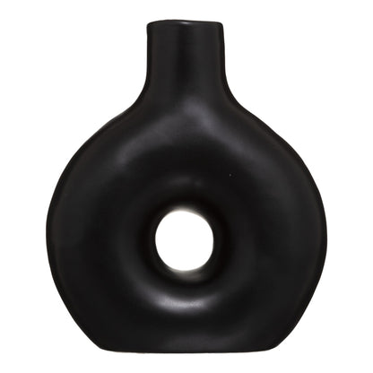 Vase Wanif pakoworld ceramic in black color 17x7x19.5cm