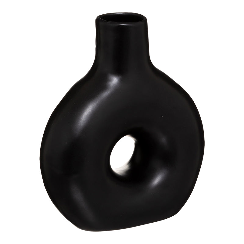 Vase Wanif pakoworld ceramic in black color 17x7x19.5cm