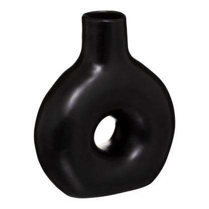Vase Wanif pakoworld ceramic in black color 17x7x19.5cm