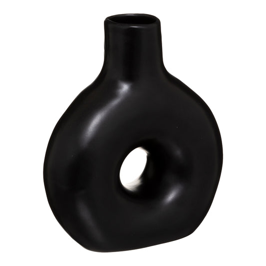 Vase Wanif pakoworld ceramic in black color 17x7x19.5cm