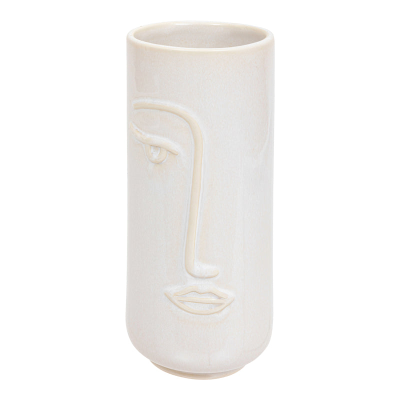 Vase Facebo pakoworld ceramic in white-beige color D11x25cm