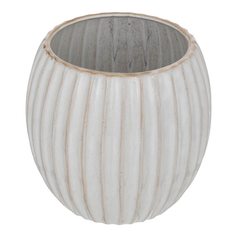 Vase Ferdan pakoworld ceramic in white-beige color D19x18cm