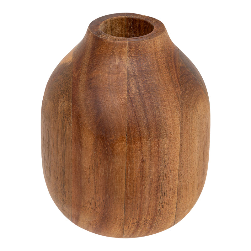 Vase Strezio pakoworld ceramic in natural-walnut color D10x12cm