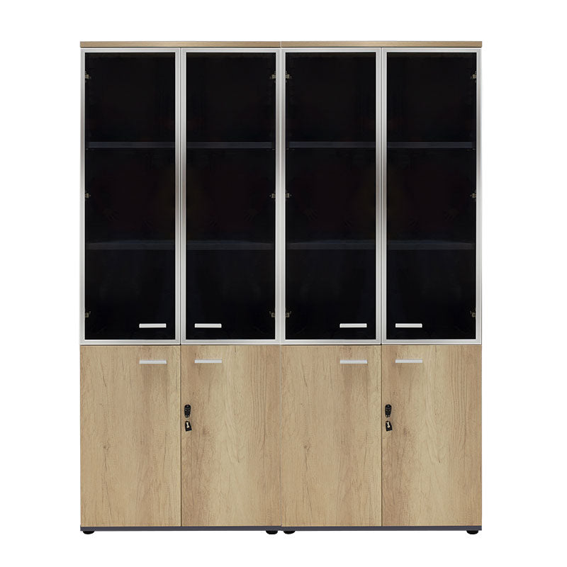 Wardrobes Lotus pakoworld with 2 doors by glass/wood in oak-dark grey color 160x45x180cm