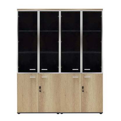 Wardrobes Lotus pakoworld with 2 doors by glass/wood in oak-dark grey color 160x45x180cm