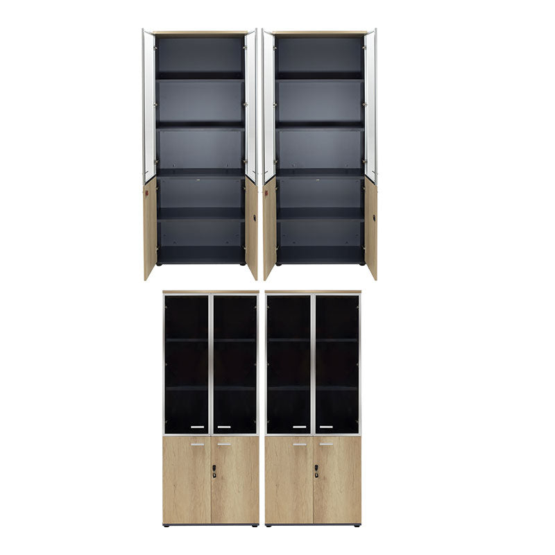 Wardrobes Lotus pakoworld with 2 doors by glass/wood in oak-dark grey color 160x45x180cm