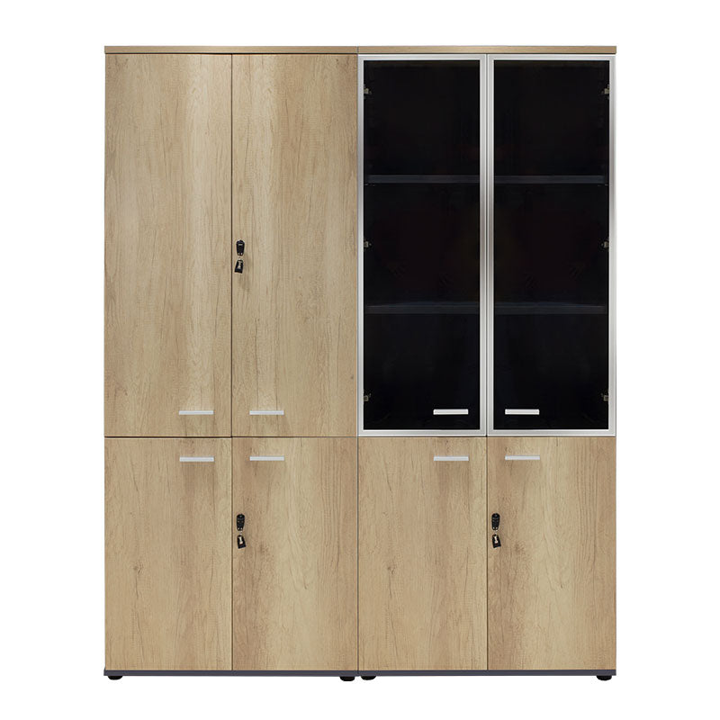 Wardrobes Lotus pakoworld with 4 doors by glass/wood in oak-dark grey color 160x45x180cm