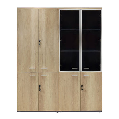 Wardrobes Lotus pakoworld with 4 doors by glass/wood in oak-dark grey color 160x45x180cm