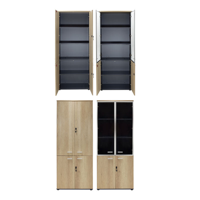 Wardrobes Lotus pakoworld with 4 doors by glass/wood in oak-dark grey color 160x45x180cm