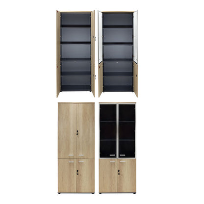 Wardrobes Lotus pakoworld with 4 doors by glass/wood in oak-dark grey color 160x45x180cm