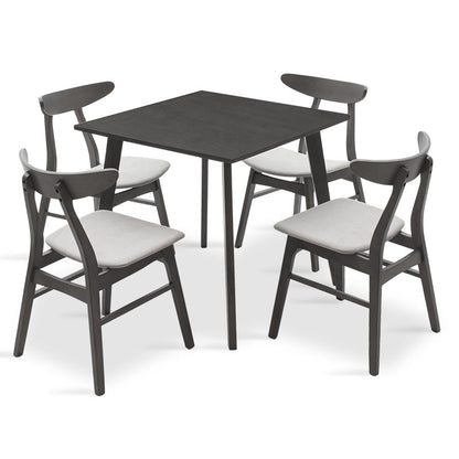 Dining set Benson - Orlean pakoworld 5pcs 80x80x75cm in rustic grey - grey fabric