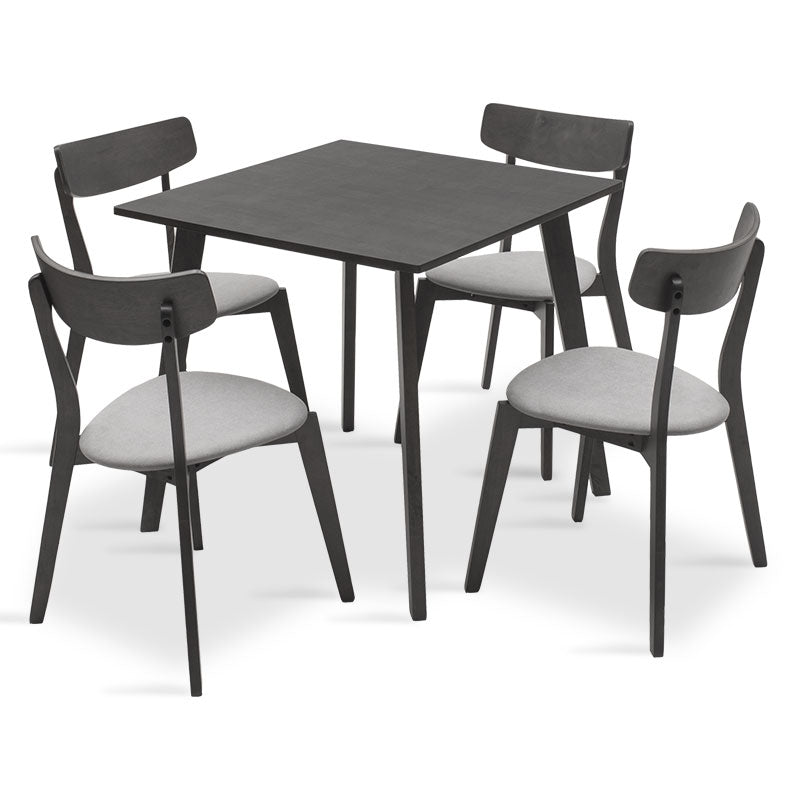 Dining set Benson - Toto pakoworld 5pcs 80x80x75cm in rustic grey - grey fabric